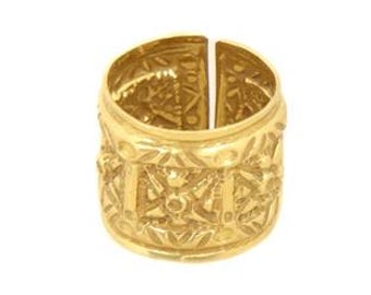 Etruscan 18k Yellow Gold 16mm Wide Fancy Cuff Band Ring Size 5.5