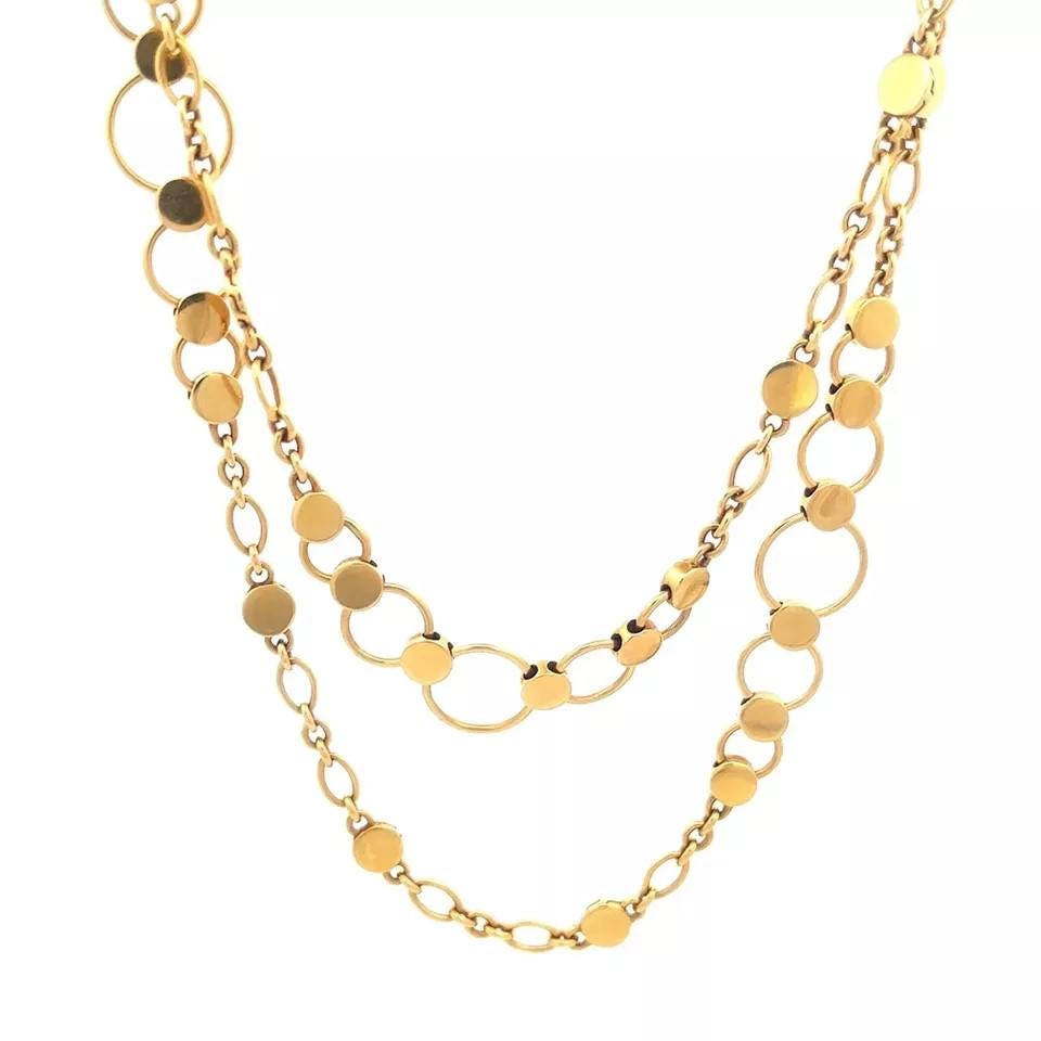 John Hardy Long Gold Necklace Dot Ring Link 18k Yellow Chain