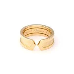 Cartier Double C 18k YGold 6.5mm Cuff Band Ring Size 50-US 5.5 w/Cert