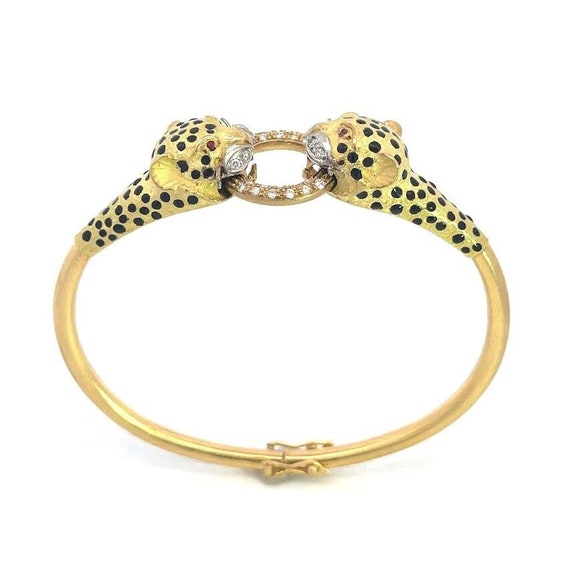 Diamond Panther Bracelet Door Knocker 18k Gold Ru… - image 1
