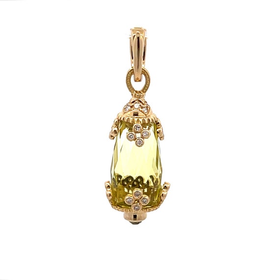 Diamond Citrine 18k Yellow Gold Floral Lantern St… - image 2