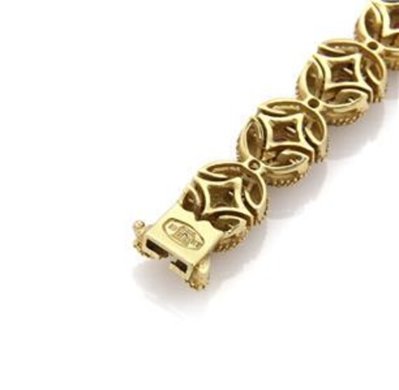 La Triomphe Diamond & Ruby 18k Yellow Gold Beaded… - image 4