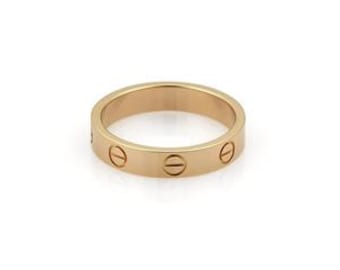 Cartier Mini Love 18k Pink Gold 3.6mm Band Ring Size: 49 - US 5 w/Cert