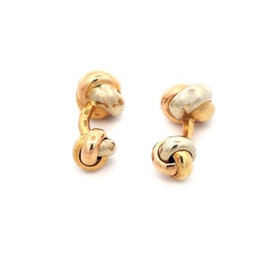 Cartier 18k Gold Cufflinks Love Knot Tri-Color Stud Style image 2