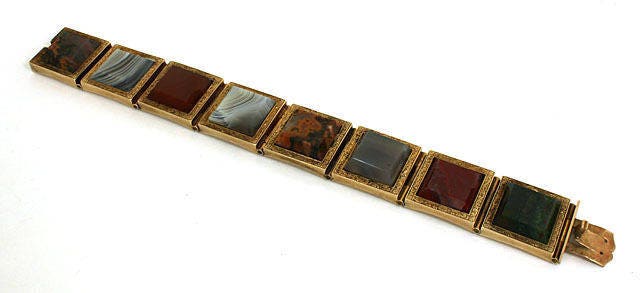 Victorian Unique 9k Gold & Agage Square Link Fancy Design Bracelet - Etsy