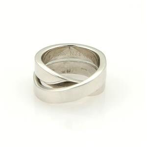 Cartier Nouvelle Vague Paris 18k WGold Double Band Ring Size EU 47-US 4.5
