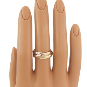 Cartier Trinity 18k Tricolor Gold 3mm Rolling Band Ring Size 51 US 5.75 image 2