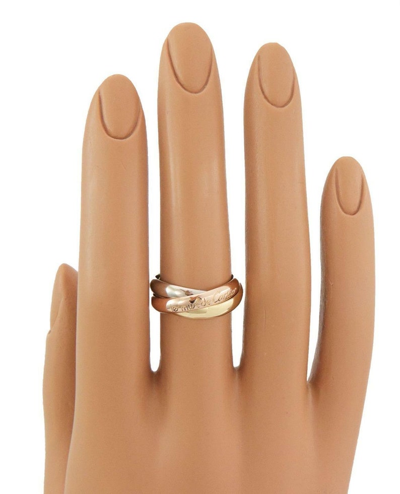Cartier Trinity 18k Tricolor Gold 3mm Rolling Band Ring Size 51 US 5.75 image 2