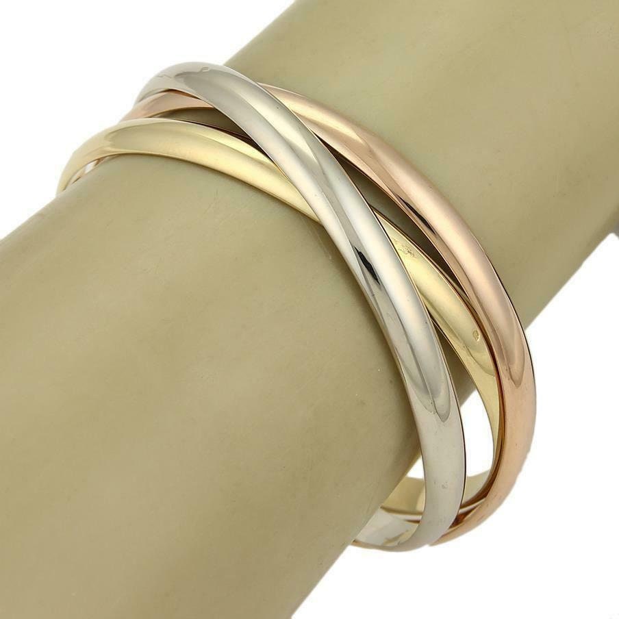 Cartier Trinity 18k Tricolor Gold 6mm Wide Triple Rolling Bangle W