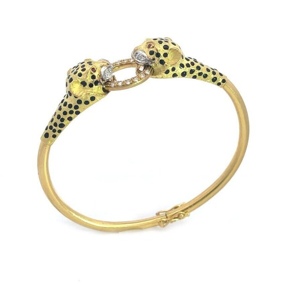 Diamond Panther Bracelet Door Knocker 18k Gold Ru… - image 4
