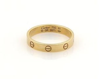Cartier Mini Love 18k Yellow Gold 3.5mm Band Ring Size 61-US 9.75