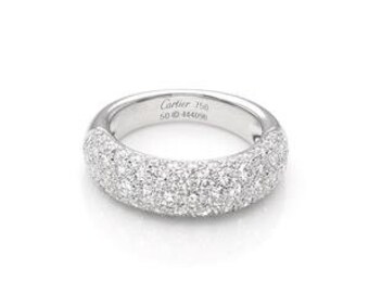 Etincelle de Cartier Diamond 18k Gold Band Ring Size 50 w/Paper