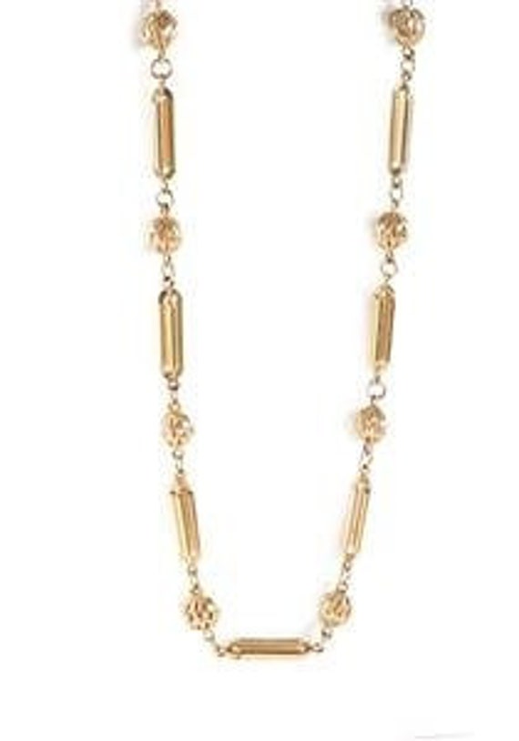 Elegant 14k Yellow Gold Column Bars & Filigree 3D 