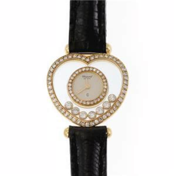 Chopard Happy Diamond Heart Bezel 18k Yellow Gold Ladies Quartz Watch 5191