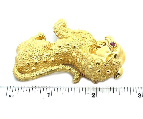 17k Chinese Lion Foo Dog Yellow Gold Red Stone Em… - image 5