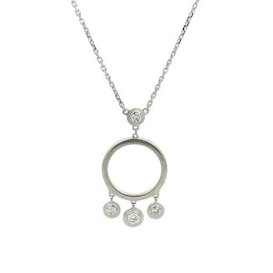 Cartier Diamond 18k White Gold Drop Charms Circle Pendant Necklace Paper