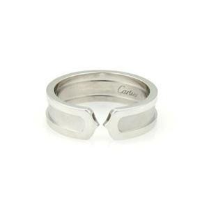 Cartier 18k WGold 6.5mm Wide Double C Cuff Band Ring Size 53-US 6.5 w/Cert