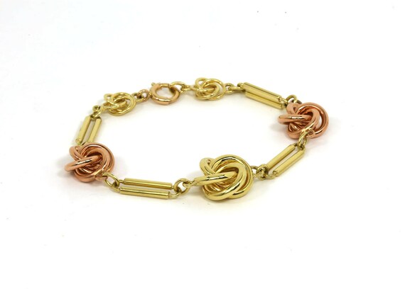 024690 - Vintage 14k Rose & Yellow Gold Love Knot… - image 1