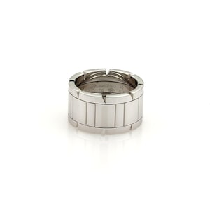 Cartier Tank Francaise 18k White Gold 11mm Band Ring Size EU 53- US 6.5