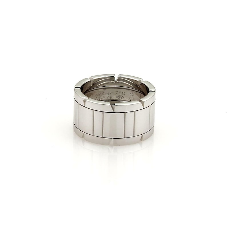Cartier Tank Francaise 18k White Gold 11mm Band Ring Size EU 53- US 6.5 image 1
