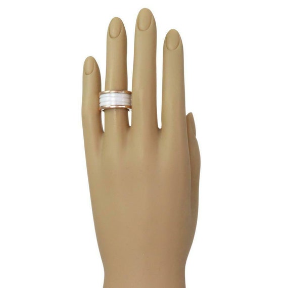 Bvlgari B.zero1 White Ceramic 18k Rose Gold 12mm Band Ring Size 53 Etsy Nederland