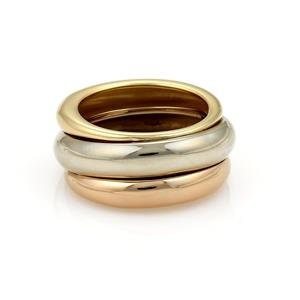 Cartier 18k Tri-Color Gold 12mm Wide Dome Band Ring Size EU 50-US 5
