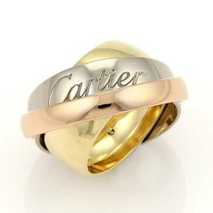 Cartier 18k Tri-Color Gold Triple Graduated Band Ring Size 48-US 4.75