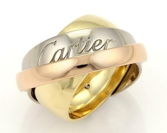 Cartier 18k Tri-Color Gold Triple Graduated Band Ring Size 48-US 4.75