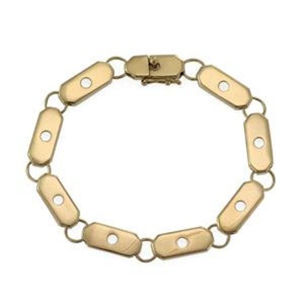 Henry Dunay 18k Yellow Gold Bar Link Bracelet 8.25" Long