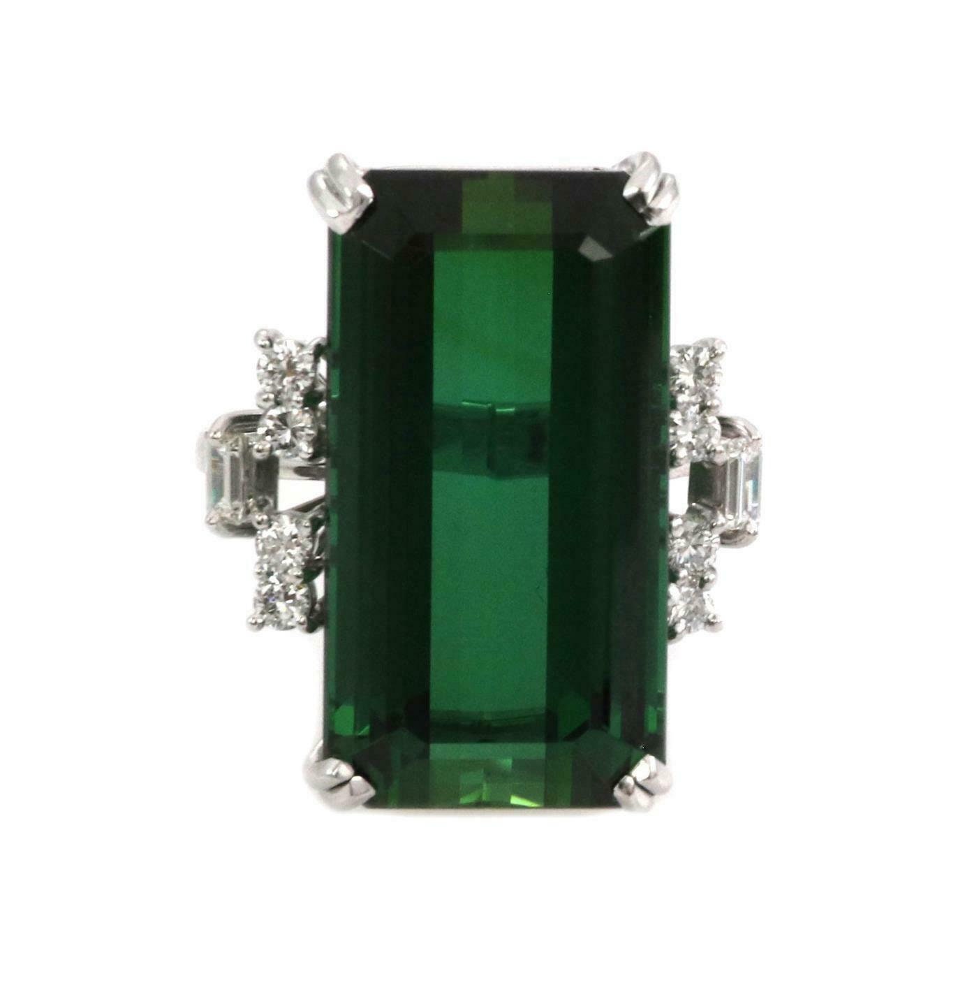 H.stern 17ct Tourmaline Diamond 18k White Gold Rectangle Ring