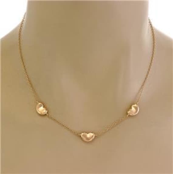 Tiffany Peretti Bean Charms 18k Yellow Gold Chain Necklace