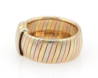 Cartier Vintage 18k Tri-color Gold 8.5mm Wide Dome Band Ring