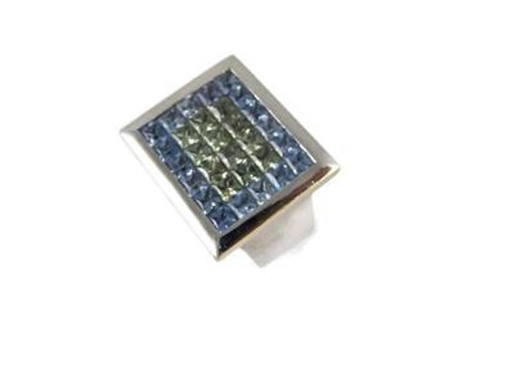 Vintage 5.00ct Princess Cut Blue & Green Sapphire… - image 4