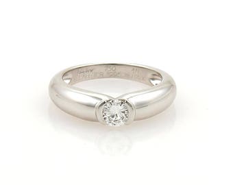 Circa 1996 Cartier Diamond Solitaire 18k Gold Band Ring Size 49-US 5