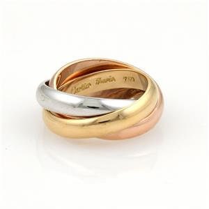 Cartier Trinity Paris 18k Tri-Color Gold 4mm Rolling Band Ring EU 47-US 4 image 3