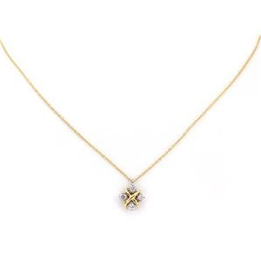Tiffany & Co. Diamond Platinum 18k Yellow Gold X Pendant Chain - Etsy