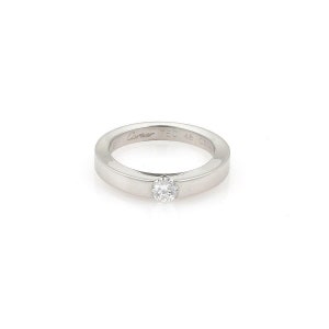 Cartier Solitaire Diamond 18k White Gold Band Ring Size 48-US 4.5