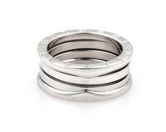 Bulgari Bulgari B Zero-1 18k White Gold 9mm Band Ring Size EU 56-US 7.5