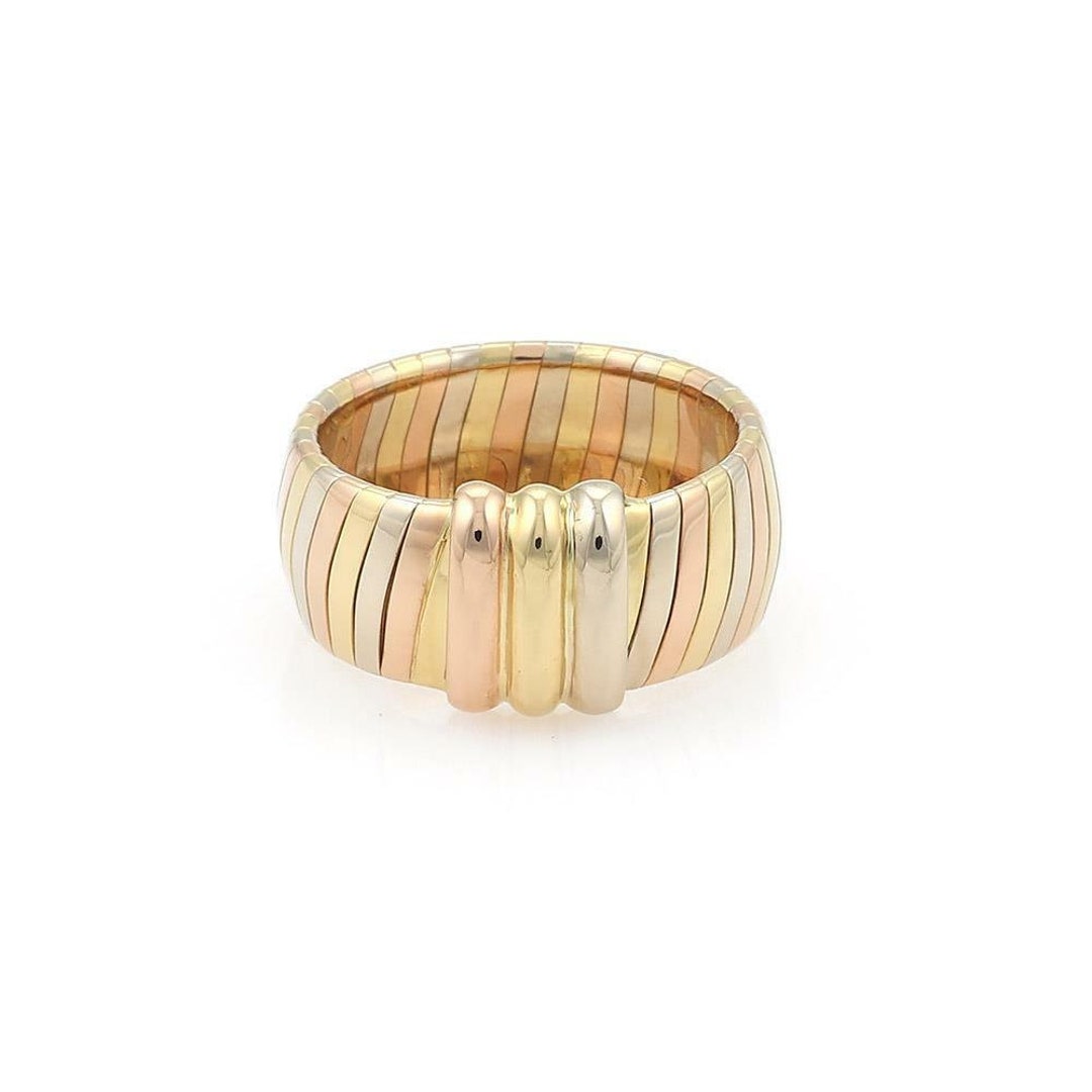 Cartier Vintage 18k Tri-color Gold 8.5mm Wide Dome Band Ring