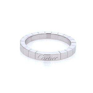 Cartier 18k White Gold Cube Style Band Ring Size 57-US 8 Paper
