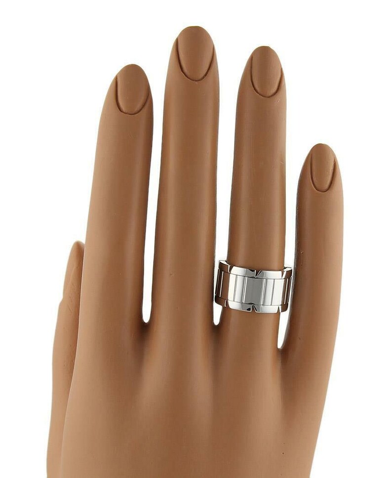 Cartier Tank Francaise 18k White Gold 11mm Band Ring Size EU 53- US 6.5 image 2