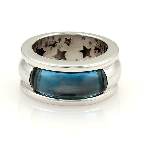 30741 - H.stern Blue Topaz 18k White Gold 10mm Wide Dome
