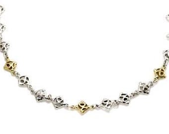 David Yurman Logo Necklace Sterling Silver 18k Yellow Gold All Around Links