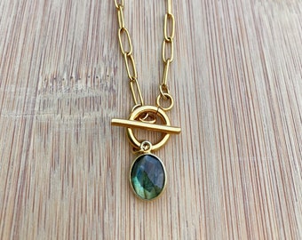 Collier pendentif labradorite