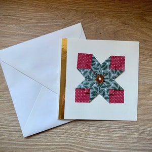 Carte double origami étoile rouge et vert