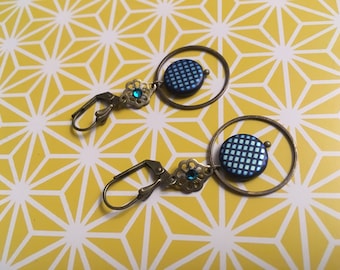 Boucles d'oreilles dormeuses bleu et turquoise