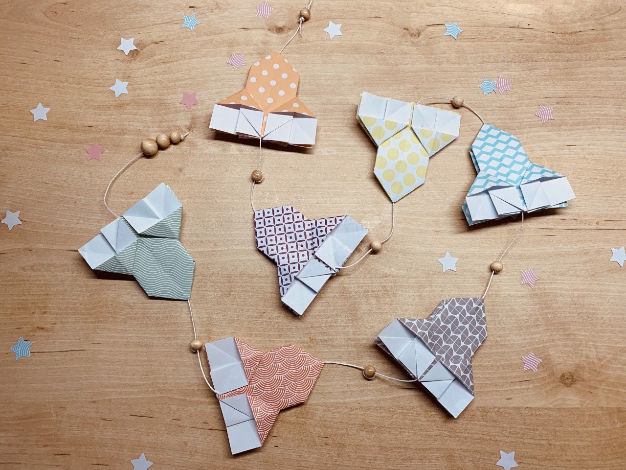 Guirlande Origami Fusées Coloris Pastels