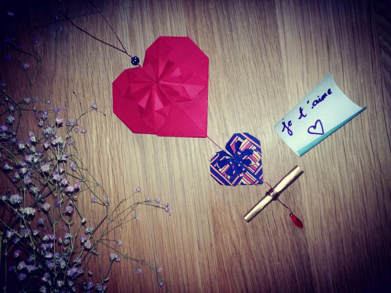 Origami Herz Karte Aufhängung