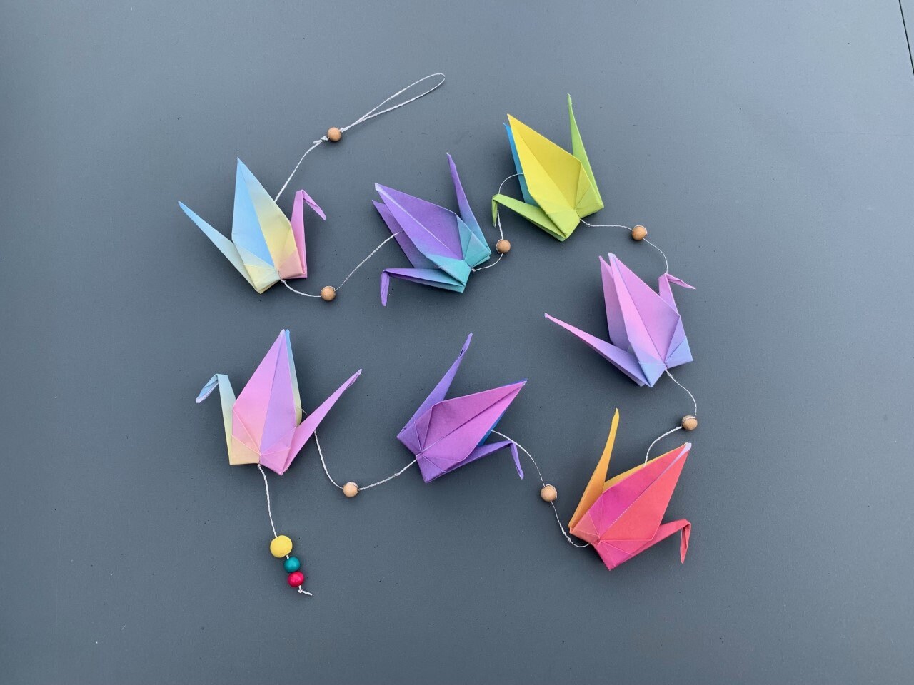 Guirlande Grue Origami Dégradé Pastel