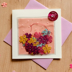 Carte-Guirlande fleurs de cerisier multicolore